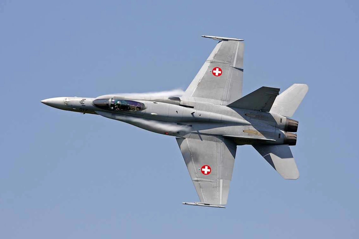 O principal meio de defesa da Suíça é o caça F-18 (Divulgação)