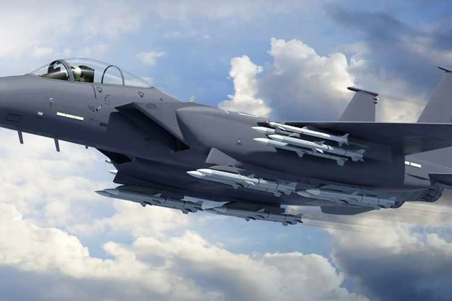 Vai encarar? Projeção de Boeing com o F-15 "2040C" armado com 16 mísseis (Boeing)