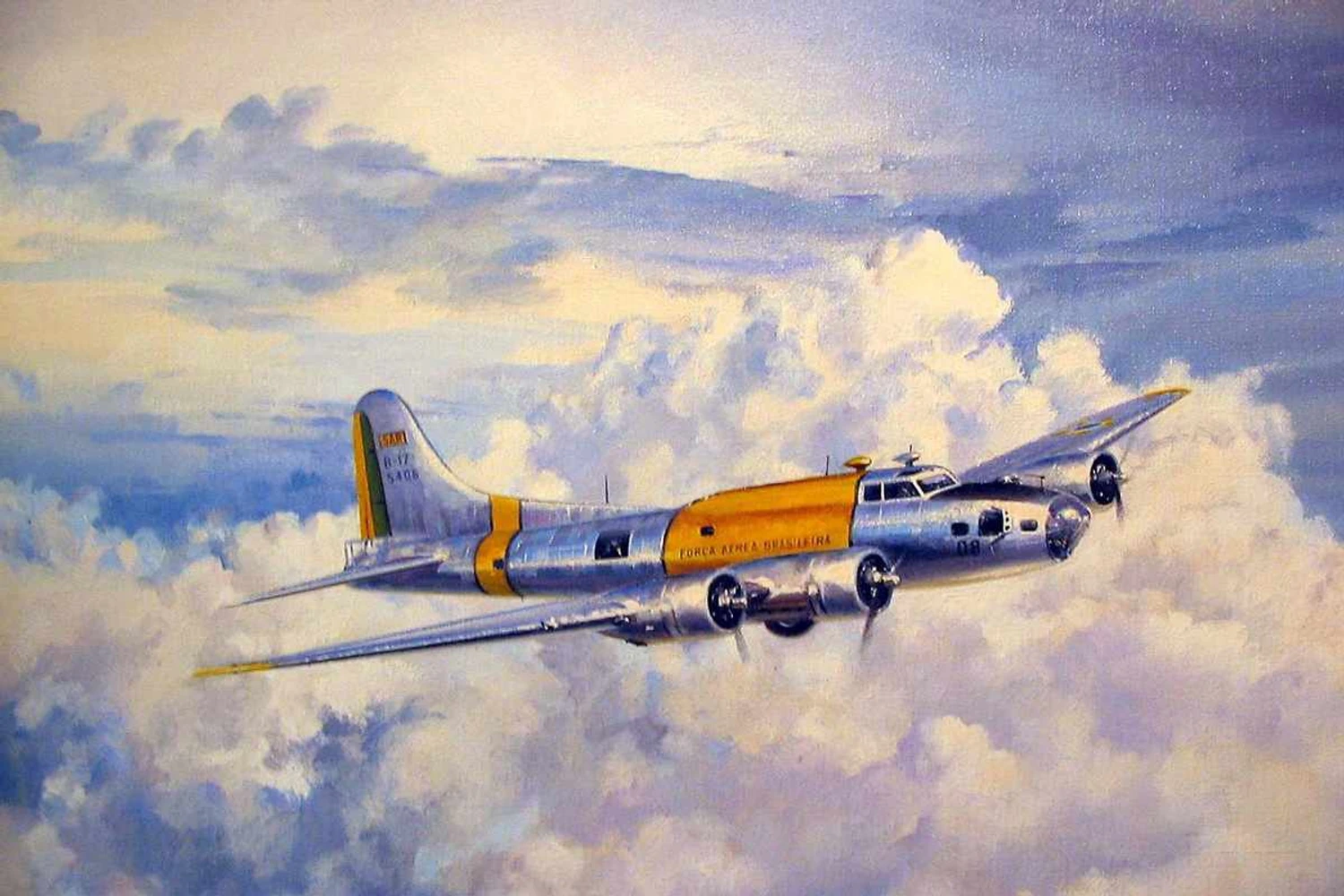 Pintura representando o Boeing B-17 da FAB
