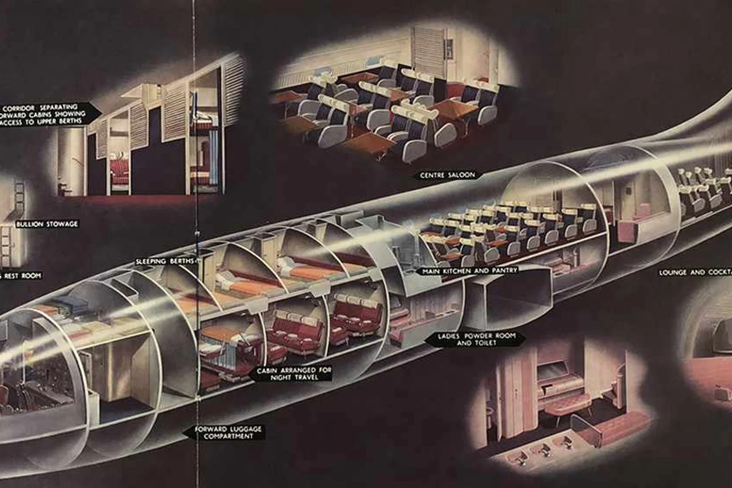A cabine do Brabazon era tão grande que havia espaço até para um cinema