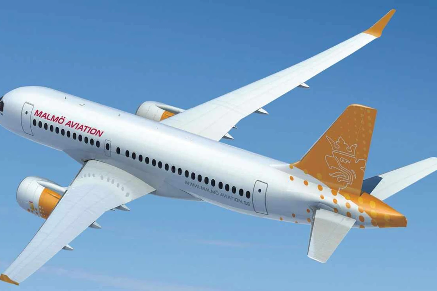 Projeção do A220 ainda nas coress da Malmö Aviation: companhia sueca foi atingida pela "febre" Greta (Bombardier)