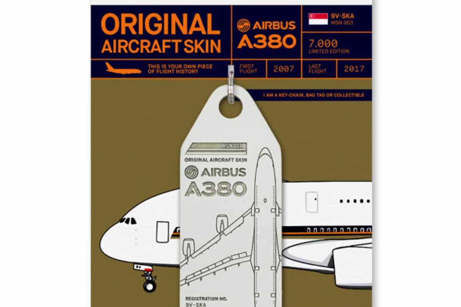 Quer um pedacinho do primeiro A380? A etiqueta metálica custa o equivalente a R$ 137 (Divulgação)