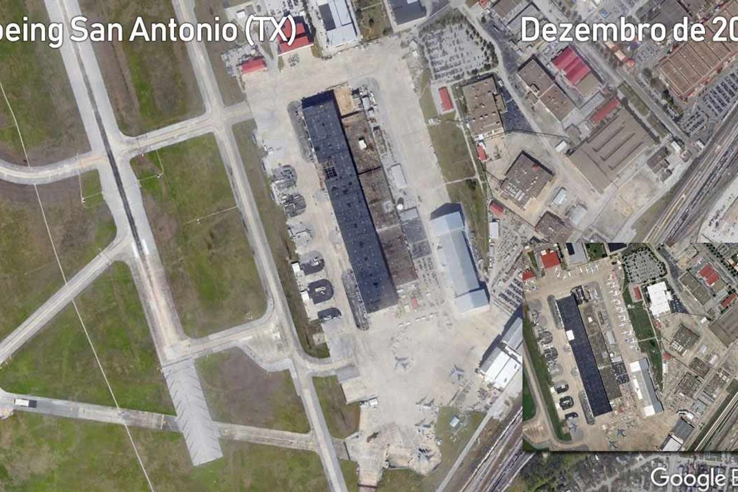 Instalações da Boeing no Texas também receberam parte dos jatos aterrados, mas que também não aparecem nas ferramentas do Google (Google)