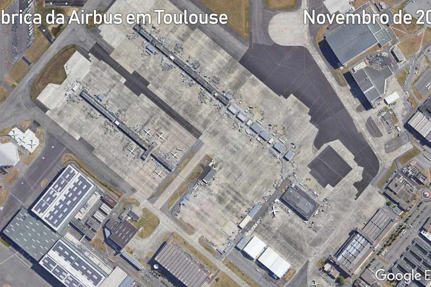 O maior fábrica da Airbus também não possui imagens de satélite mais recentes (Google)