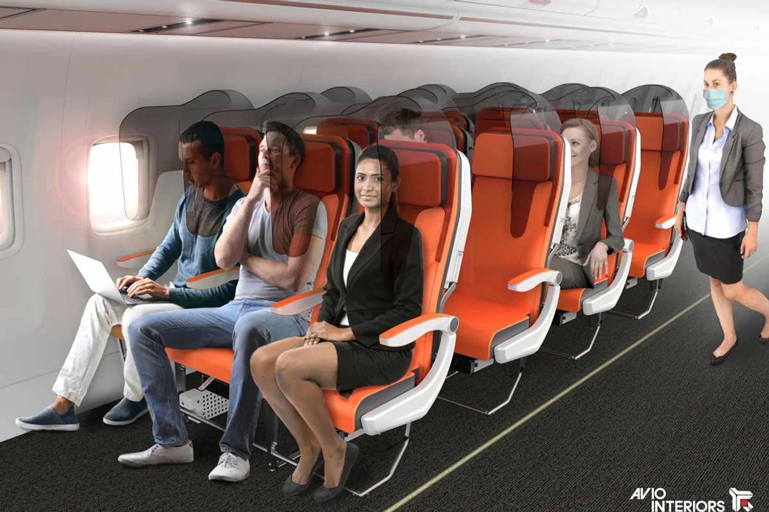 Proteções entre os assentos: o Glassafe é uma das propostas da Avio