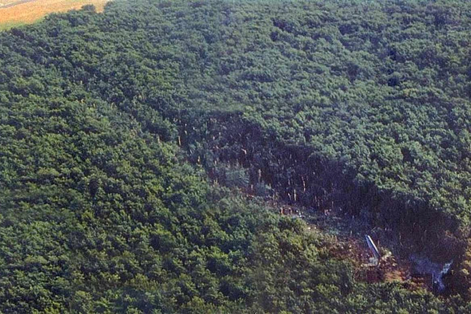 Destroços do A320 em meio a mata parcialmente devastada; acidente deixou três mortos (BEA)