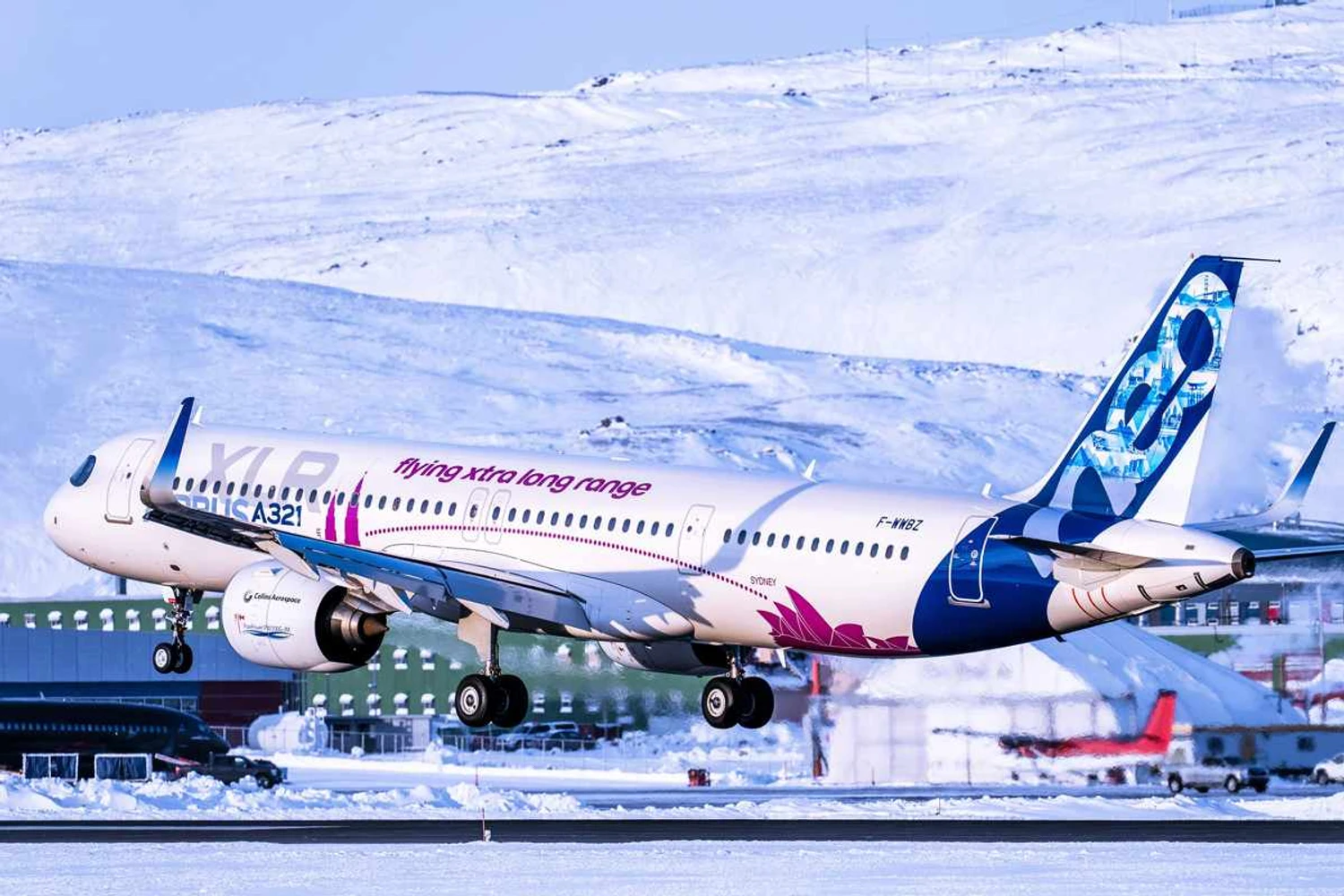 Que frio! A321XLR enfrentou temperaturas de 30º negativos em Iqaluit (Blaine Heffernan via Airbus)