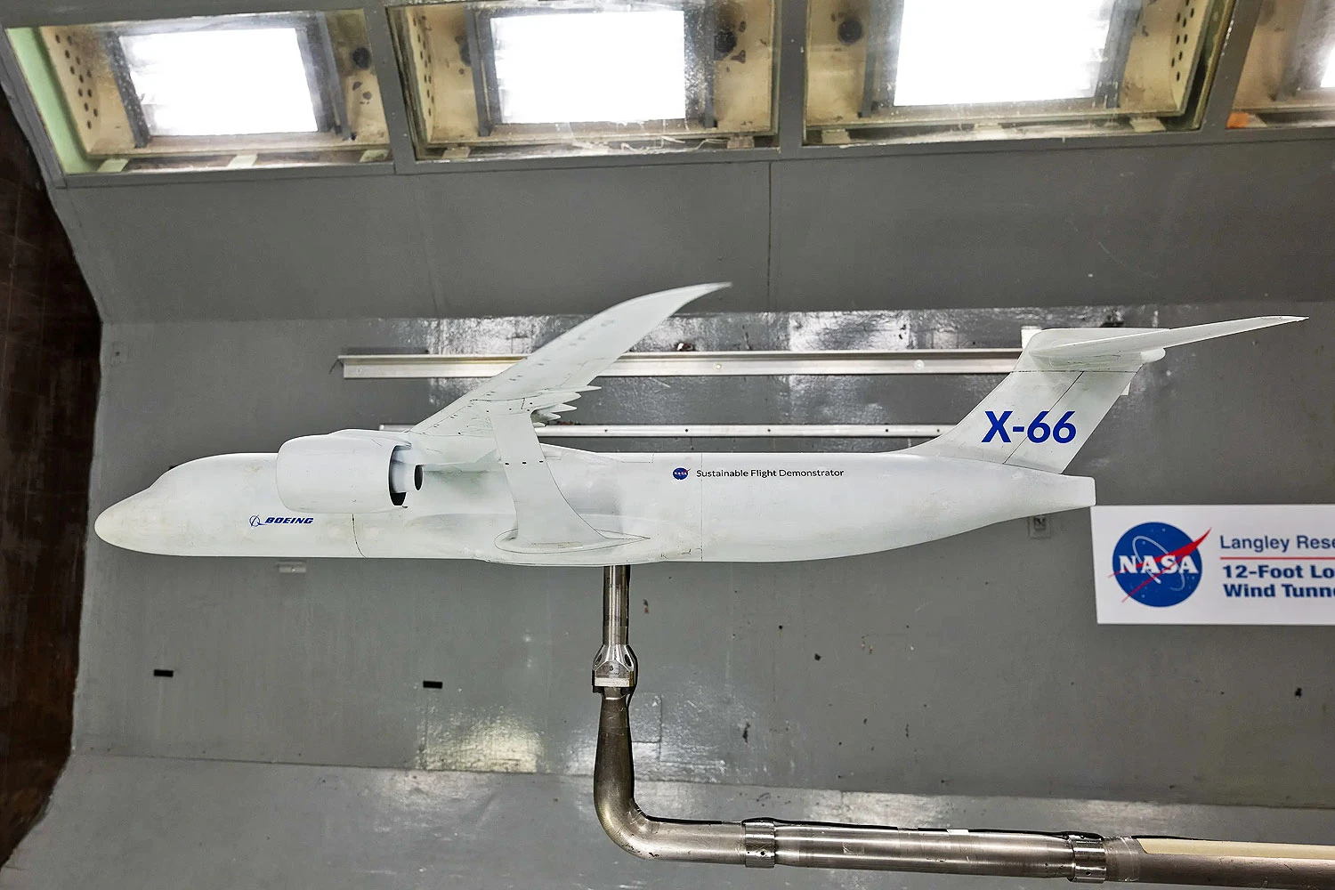 Modelo de túnel de vento do X-66 (NASA)