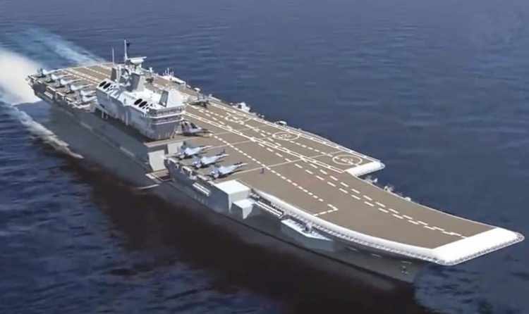 Maquete virtual do INS Vikrant (Foto - Marinha da Índia)