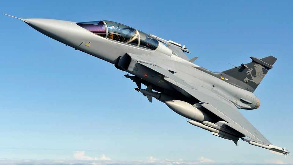 O caça Gripen NG, a versão comprada pela FAB, ainda está em fase de desenvolvimento (Foto - SAAB)