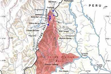 Mapa da região que foi disputada na Guerra do Cenepa (ilustração - wikipedia)