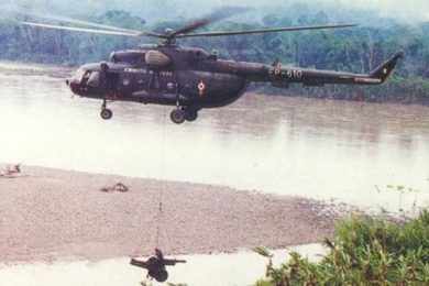 O Mi-17 foi um dos principais meios aéreos do Peru durante a Guerra do Cenepa (Foto - FAP)