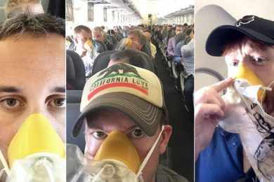 O que fazer quando o avião fica sem oxigênio? Selfies! (Foto - Twitter)
