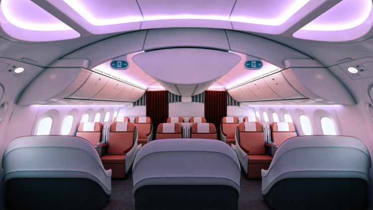 O novo avião da Boeing possui um sistema de ventilação que torna a viagem mais agradável (Foto - LAN)