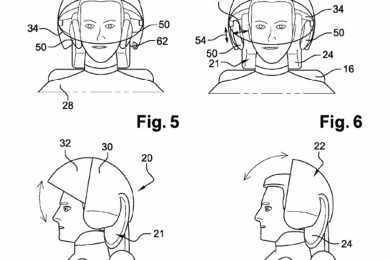 A Airbus patenteou a ideia do capacete de "isolamento sensorial" para passageiros que têm medo de voar (Imagem - US Patents)