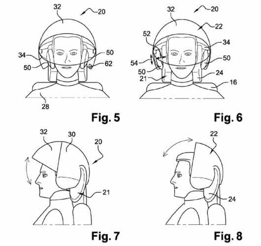 A Airbus patenteou a ideia do capacete de "isolamento sensorial" para passageiros que têm medo de voar (Imagem - US Patents)