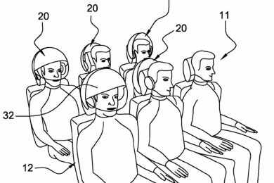 Assim como os assentos da Zodiac, o capacete da Airbus também depende de aprovação (Imagem - US Patent)