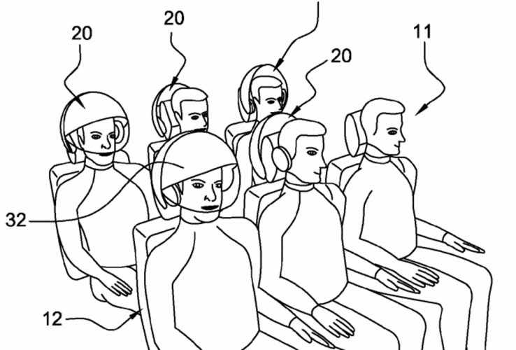 Assim como os assentos da Zodiac, o capacete da Airbus também depende de aprovação (Imagem - US Patent)