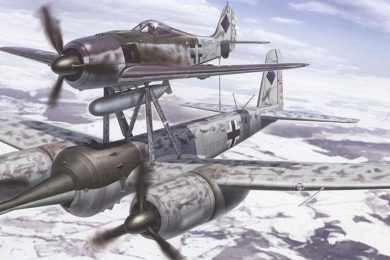 Com um poder de destruição devastador, o Mistel era extremamente difícil de pilotar (Ilustração - Hasegawa Hobby Kits)