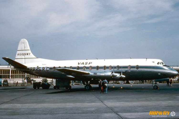 O Viscount, com 4 motores, foi um dos aviões usados na ponte aérea