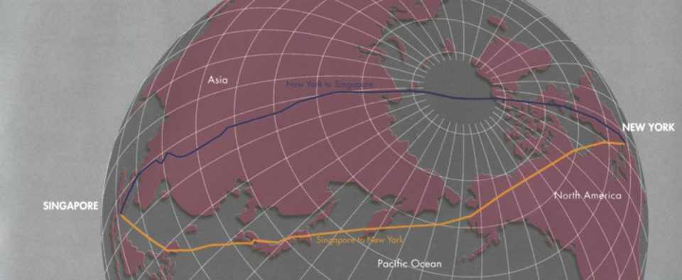 O voo regular mais longo da história, entre Singapura e Newark, percorre cerca de 16.700 km