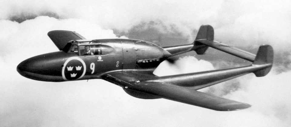 O Saab 21 foi um dos caças com design mais diferentes na época da Segunda Guerra Mundial