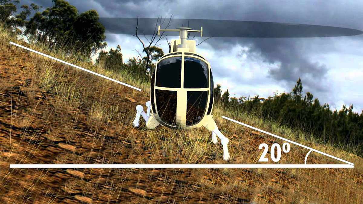 Com as pernas robóticas, os helicópteros podem pousar em terrenos íngremes (DARPA)