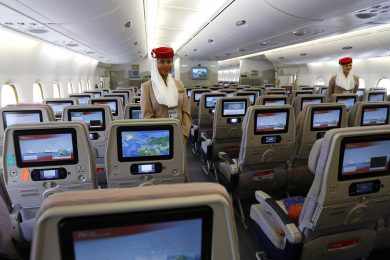 A classe econômica do A380 da Emirates