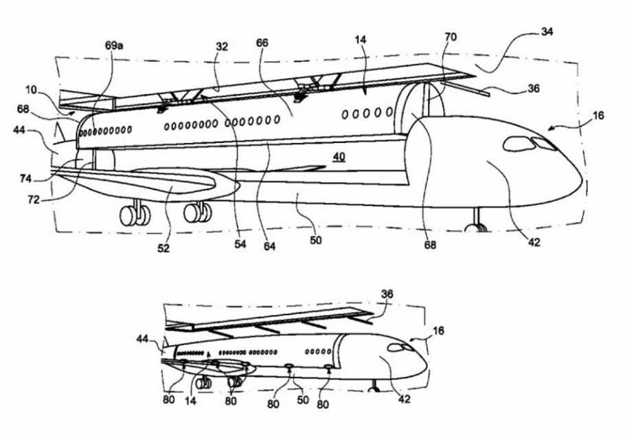 O avião chega no aeroporto, a cabine com os passageiros é desencaixa e em seguida outra é instalada (USPTO/Airbus)