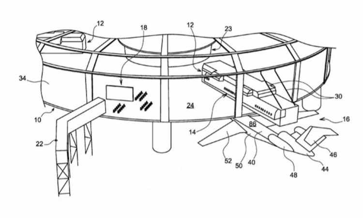 A ideia da Airbus exige uma mudança radical nos aeroportos (USPTO/Airbus)