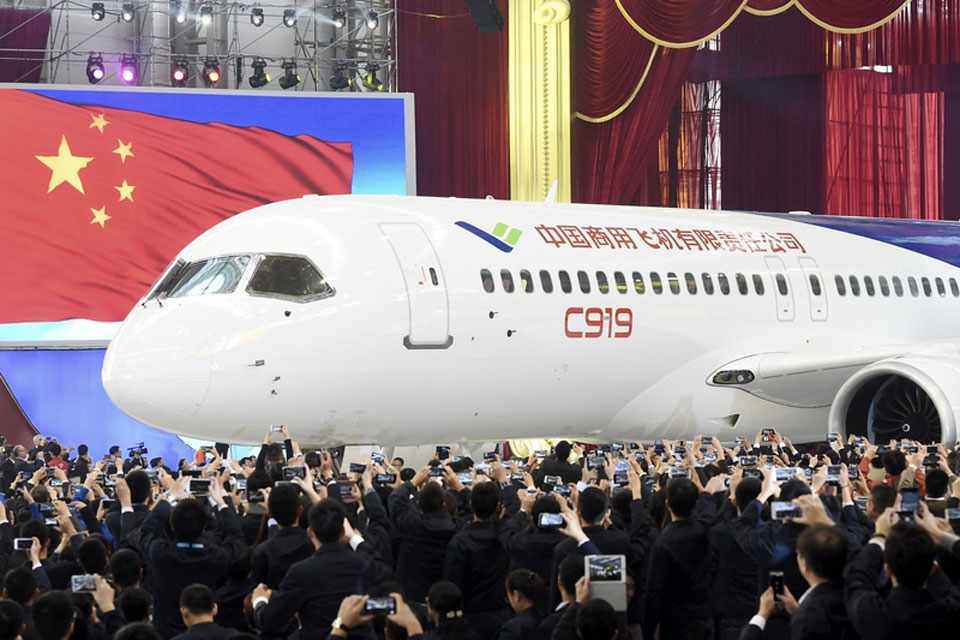 O jato chinês COMAC C919 concorre com o Boeing 737 e o Airbus A320 (COMAC)