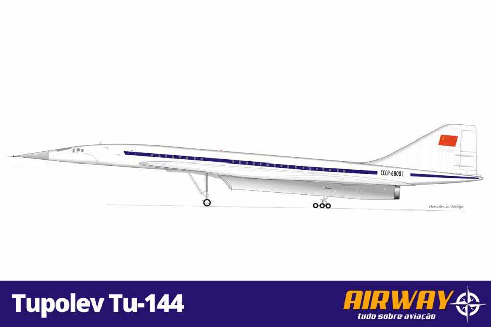 Lateral do Tu-144: 66 metros de comprimento