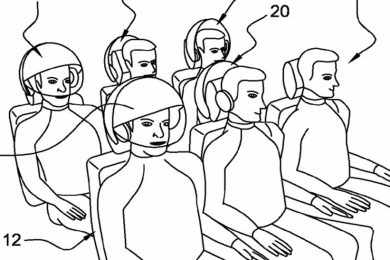 Os capacetes de "isolamento sensorial" da Airbus prometem aliviar o medo que passageiros tem de voar (EU Patents)