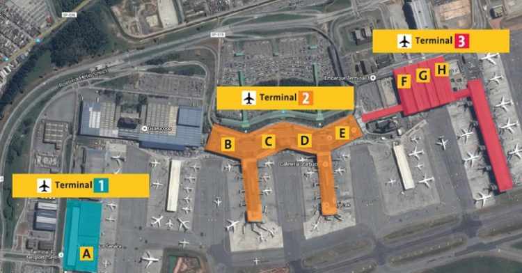 Veja o novo esquema de numeração e cores do aeroporto de Guarulhos