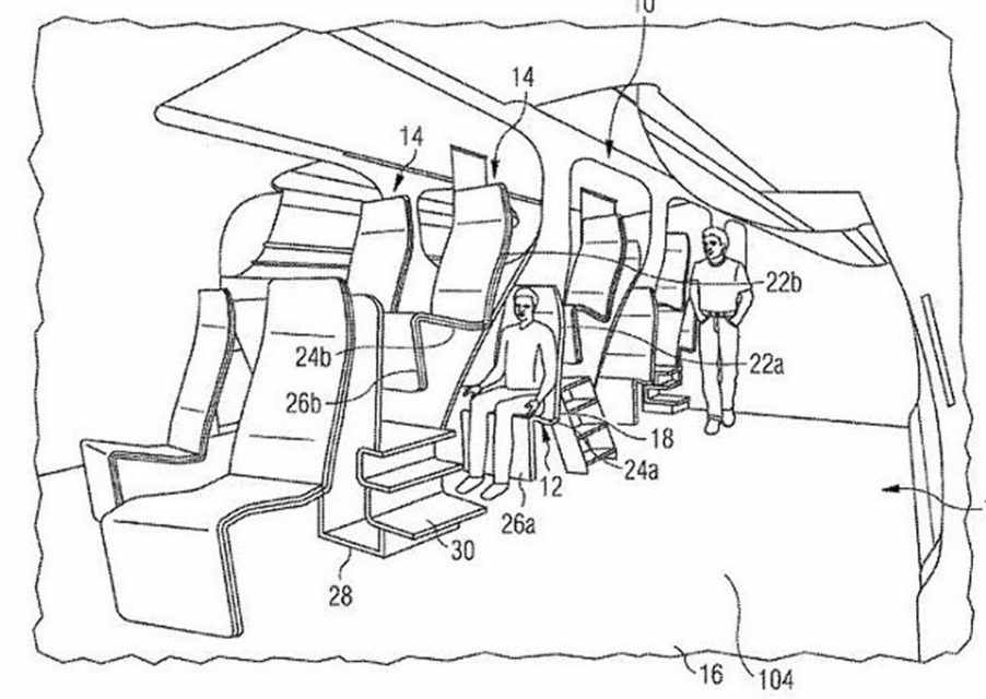 Beliches podem aumentar a capacidade na classe executiva sem comprometer seriamente o conforto (EU Patents)