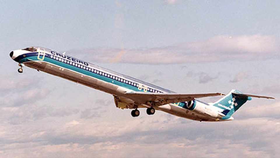 O McDonnell Douglas MD-82 usado pela Cruzeiro por alguns meses