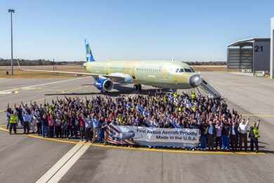 O primeiro Airbus A321 "made in USA" vai decolar no próximo semestre (Airbus)