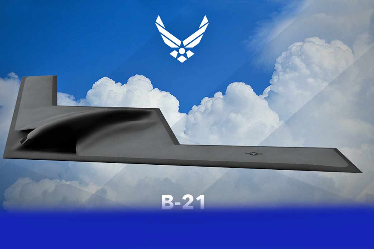 Projeção do futuro bombardeiro B-21, da USAF