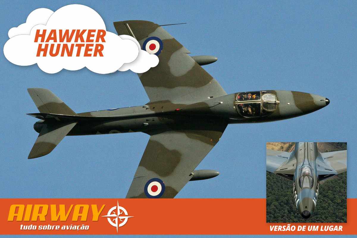 Antigo caça, o inglês Hawker Hunter ganhou uma versão de dois lugares com assentos lado-a-lado: haja aperto!