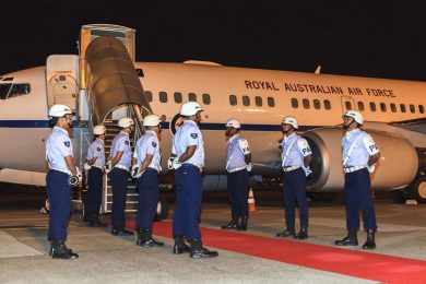 A comitiva de autoridades da Austrália viajou de Boeing 737 (FAB)