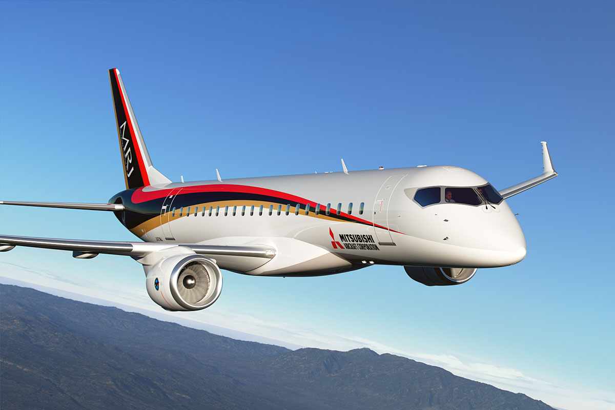 A Mitsubishi já tem mais de 240 pedidos pelo MRJ90, jato que compete com o Embraer E175 (Divulgação)