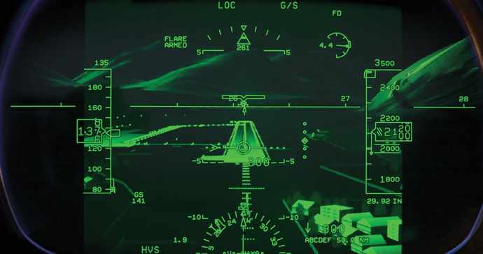 Exemplo da visão que o novo sistema oferece ao piloto (Rockwell Collins)