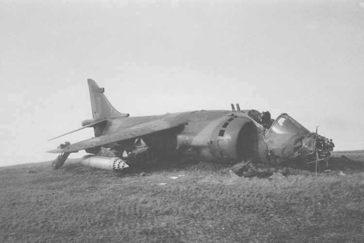 As forças britânicas perderam oito Harrier, abatidos pela artilharia argentina e em acidentes (Domínio Público)
