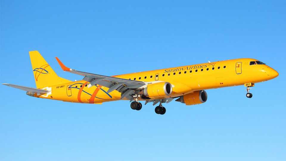 A Saratov Airlines é o único cliente da Embraer na Rússia, com jatos E195 (Ruslan Denisnov)