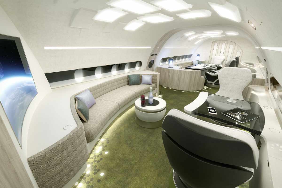 A cabine 'Melody' do ACJ320neo transforma o avião em uma casa (Airbus)