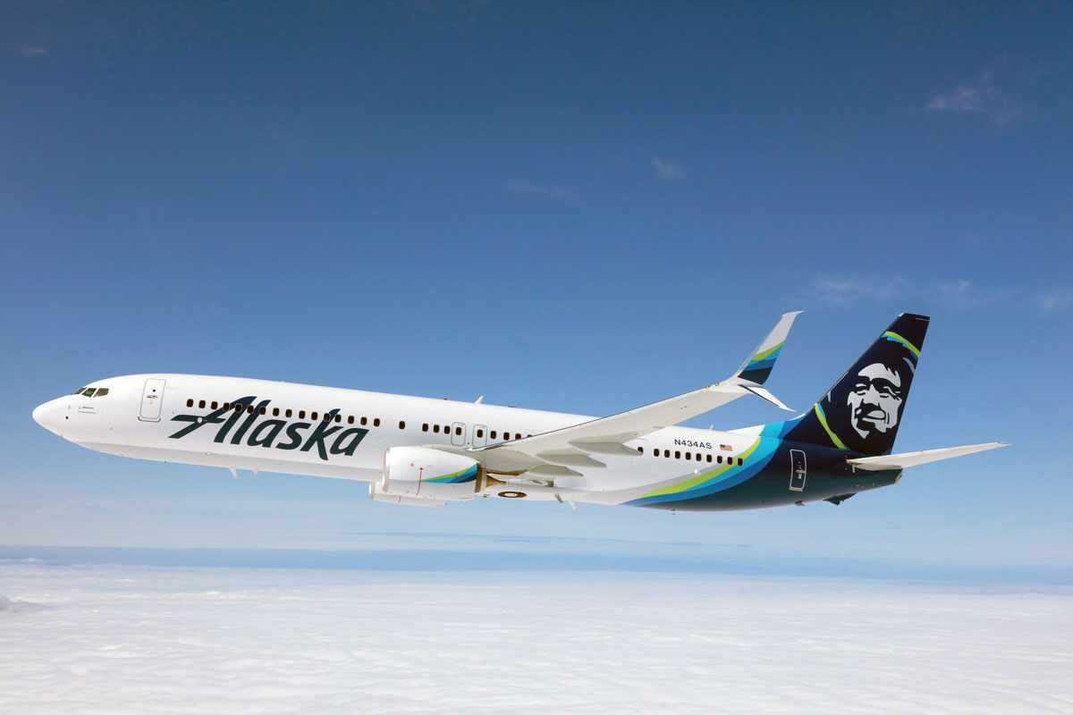 O 737 da Alaska foi abastecido com uma mistura de biocombustível e querosene convencional (Divulgação)