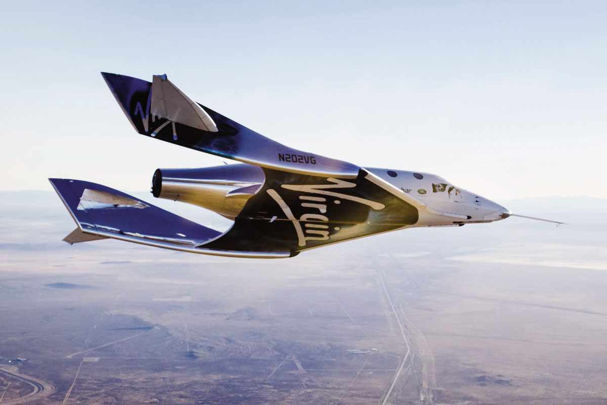 O "avião-espacial" SpaceShipTwo tem espaço para até seis passageiros (Virgin Galactic)