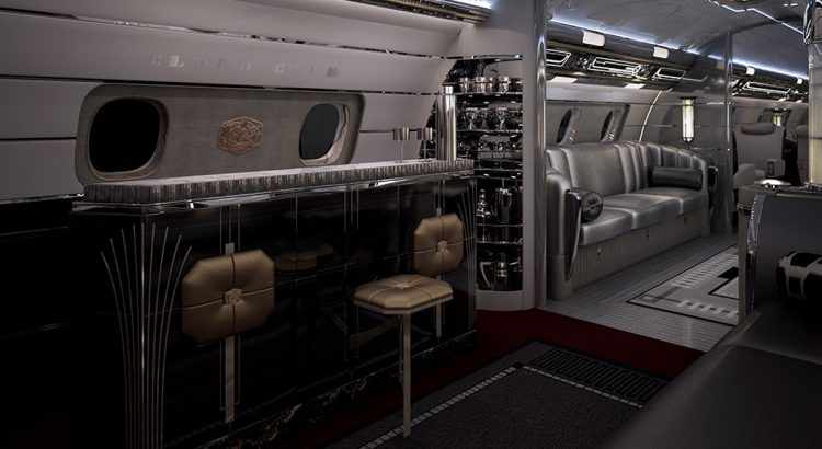 O bar a bordo da versão Hollywood é decorado ao estilo Art Déco (Embraer)