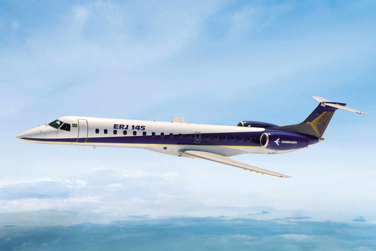 O ERJ-145 foi o primeiro jato comercial desenvolvido pela Embraer (Divulgação)