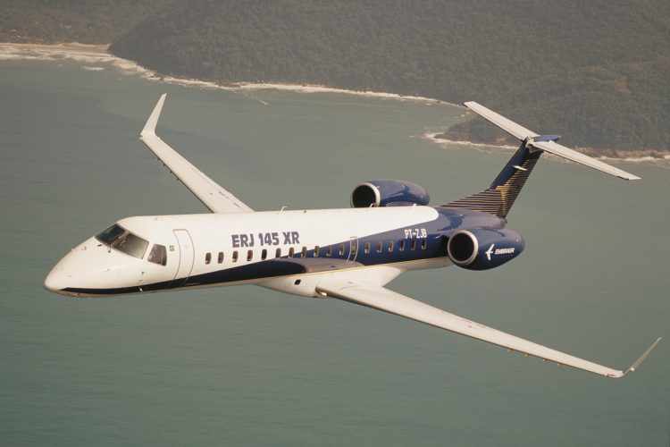 O XR é a versão do ERJ-145 com alcance estendido, capaz de percorrer 3.700 km (Embraer)